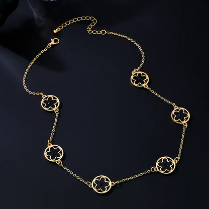 Women's Black Enamel Flower Station Choker - View 5 | Hensley London