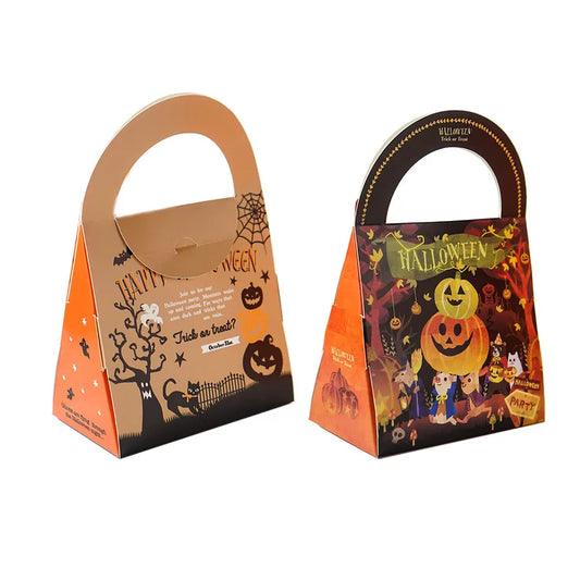 Halloween Candy Bag Handheld Paper Gift Wrapping Box Spooky Design 1