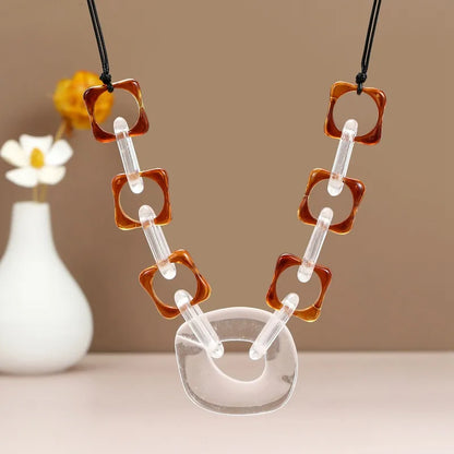 Women's Pendant Necklace Geometric Acrylic Handmade 4