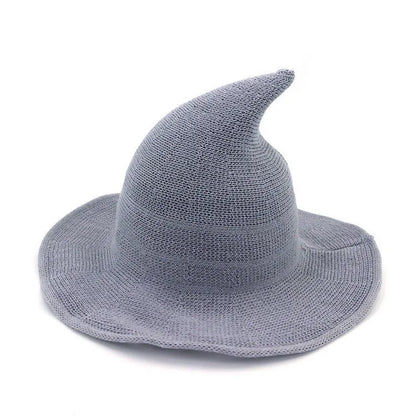Women's Witch Hat Black Breathable Knitted Cotton Foldable for Halloween 6