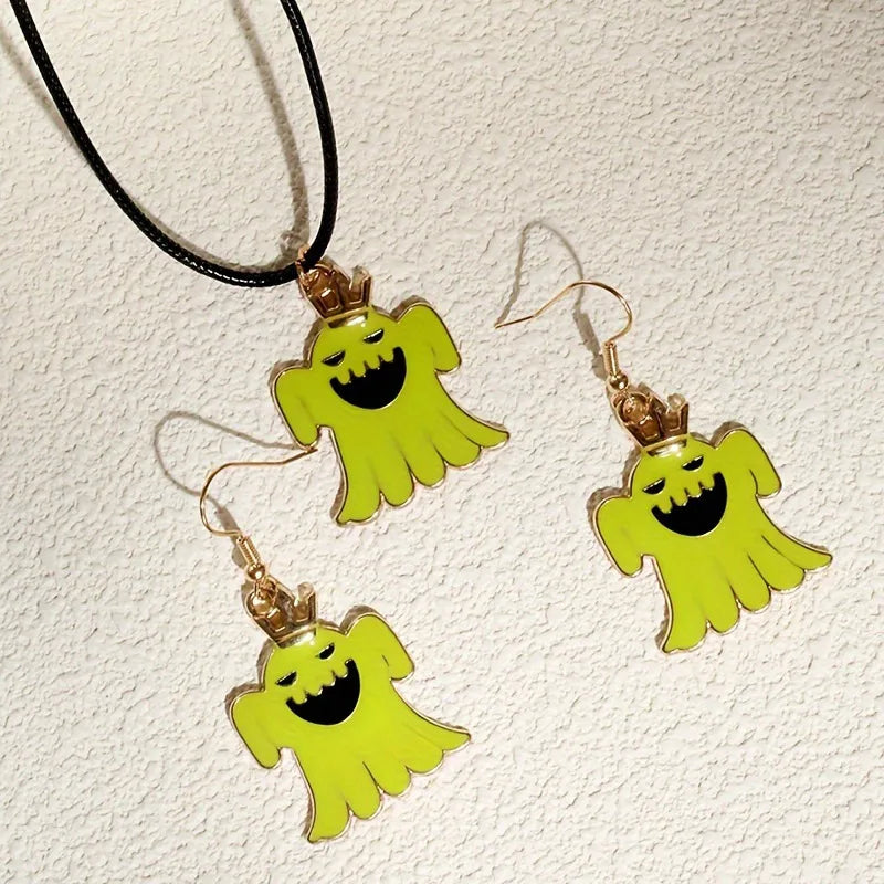 Women's Ghost Pendant Necklace and Earring Set Zinc Alloy 2