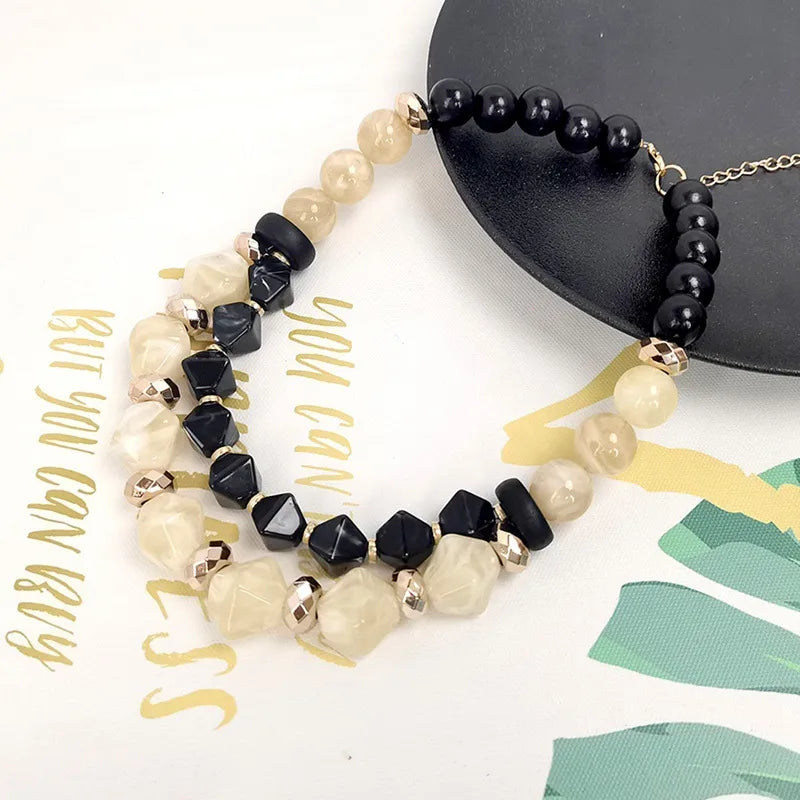Women's Pendant Necklace Double Layer Acrylic Elegant Beaded 3