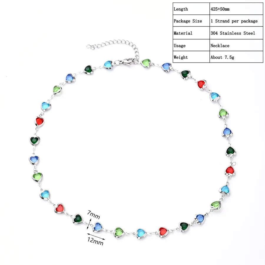 Women's Colorful Heart Glass Pendant Necklace - View 3 | Hensley London