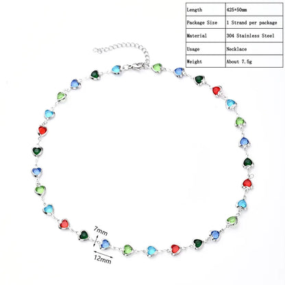 Women's Colorful Heart Glass Pendant Necklace - View 3 | Hensley London