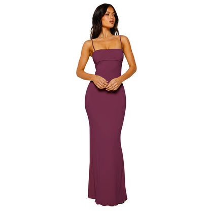 Variant image for Women's Maxi Dress Yellow Size M Polyester Backless Bodycon-13