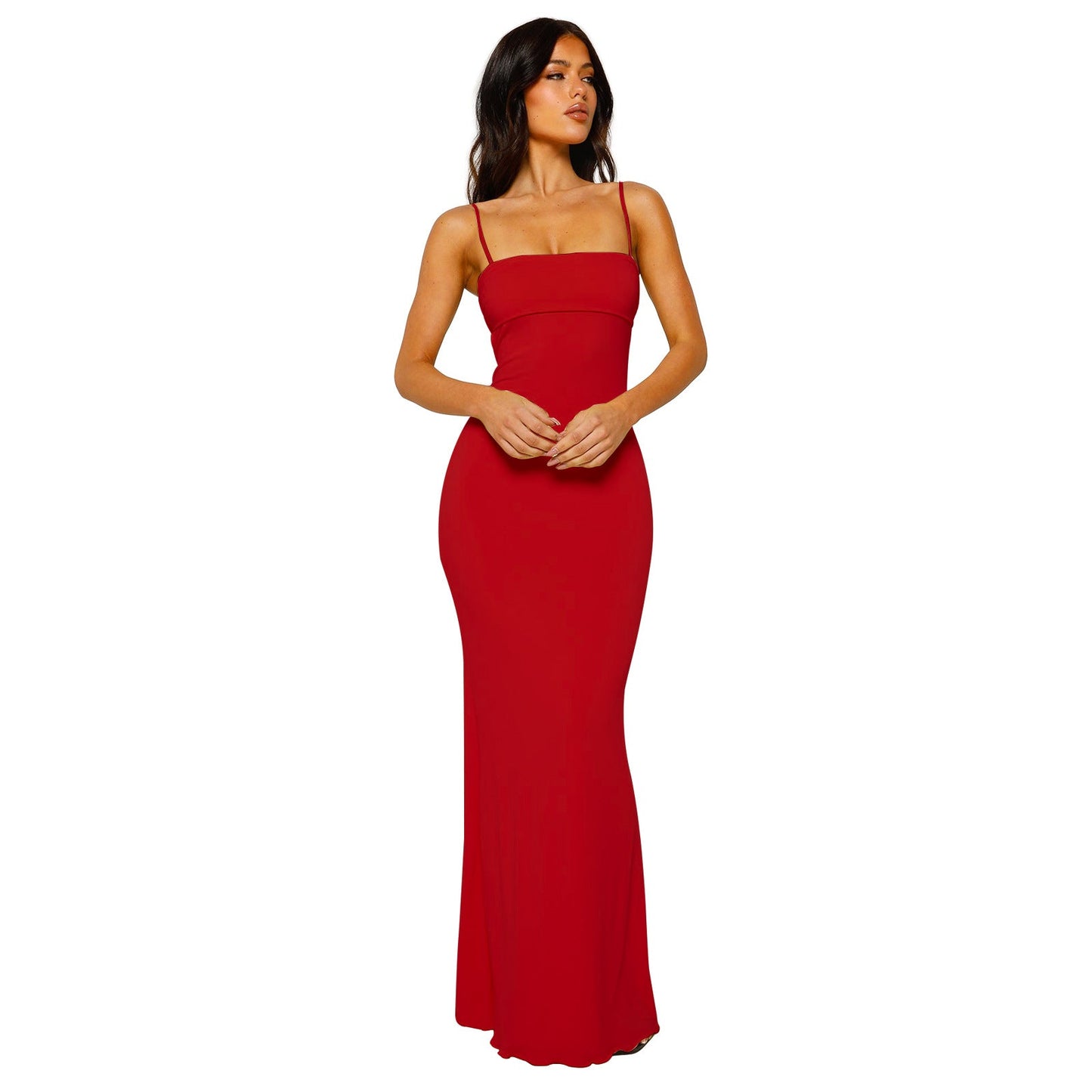 Variant image for Women's Maxi Dress Yellow Size M Polyester Backless Bodycon-10