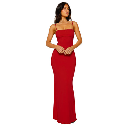 Variant image for Women's Maxi Dress Yellow Size M Polyester Backless Bodycon-10