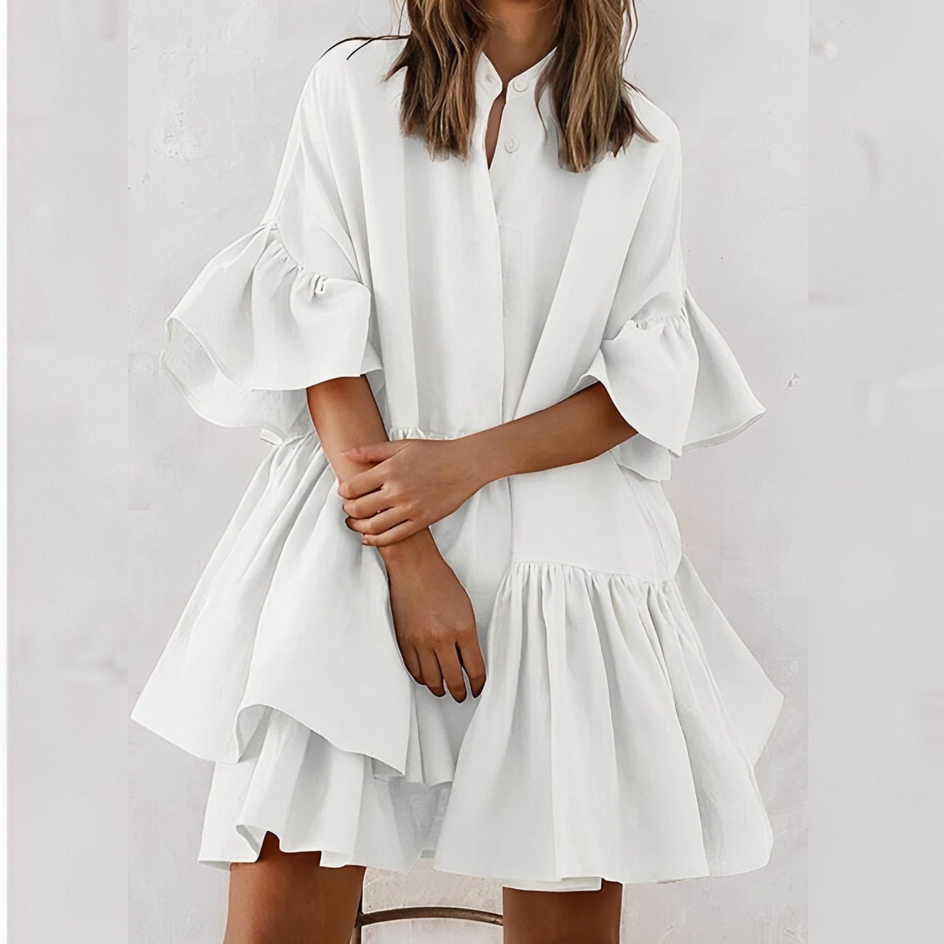 Women's Flowy White Dress Sustainable Fabric Maxi Dress 1