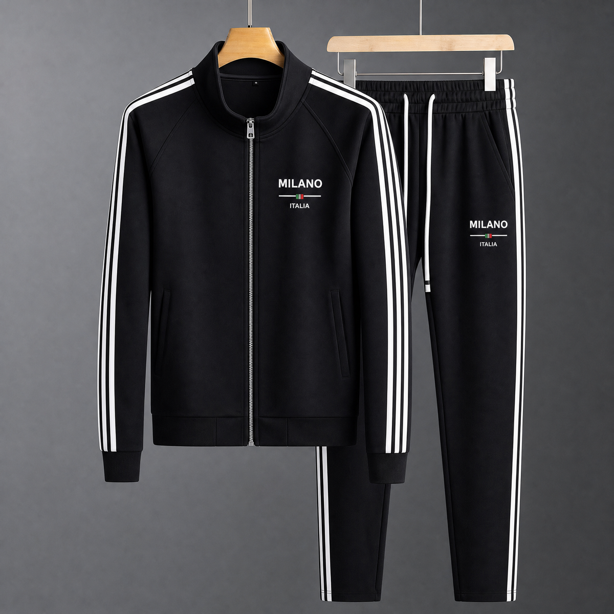 Men's Textured Zip-Front Tracksuit Set – product view | Hensley London