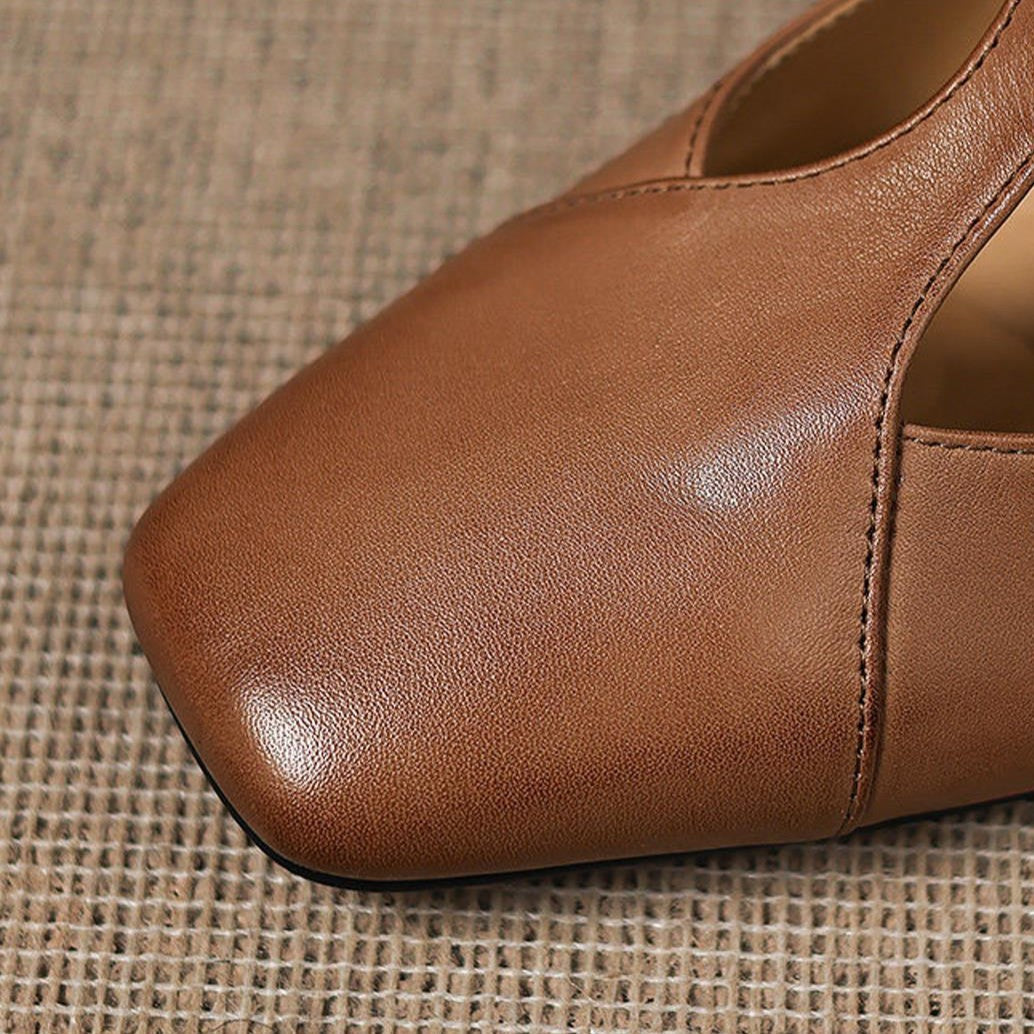 Women's Square-Toe T-Bar Block Heels – product view | Hensley London
