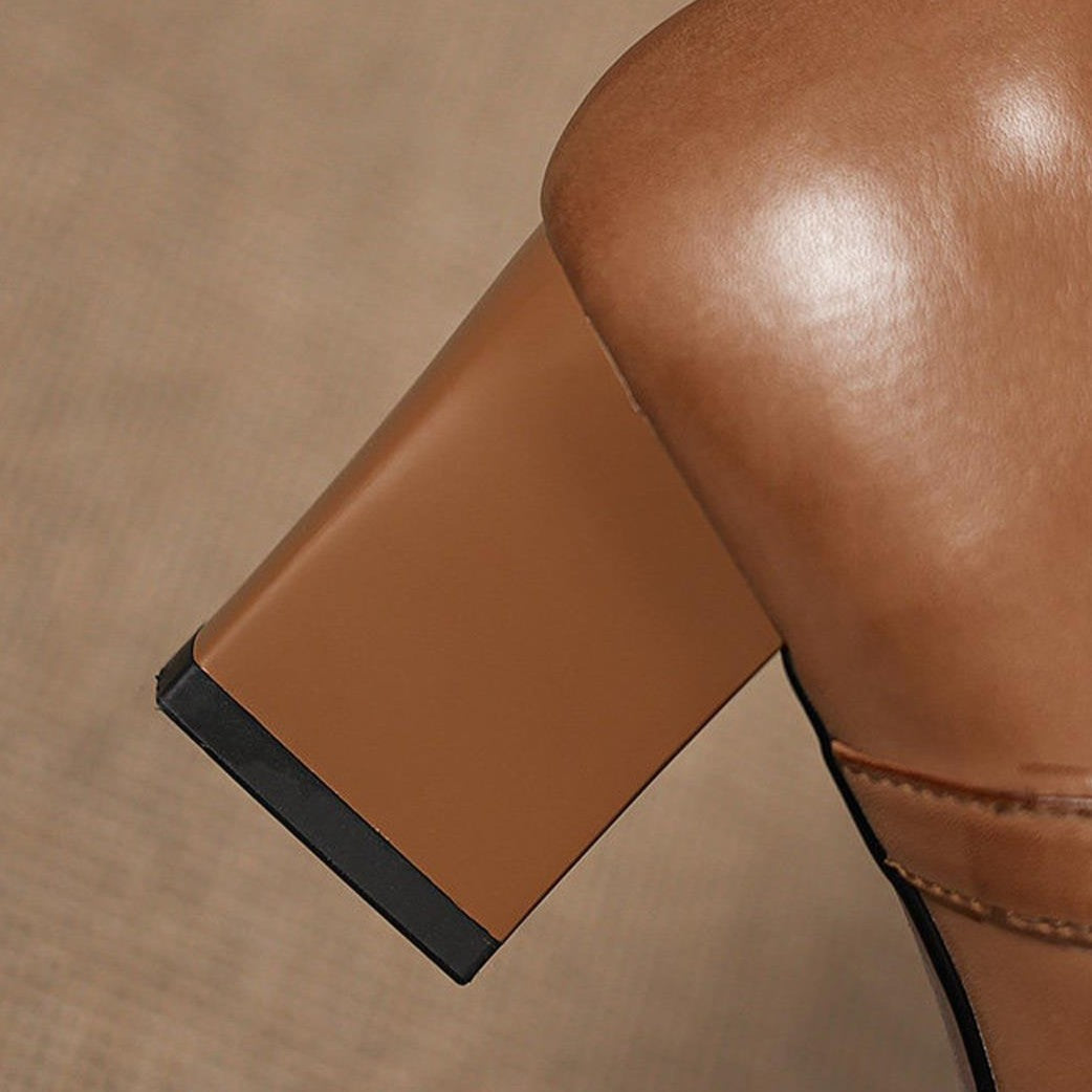 Women's Square-Toe T-Bar Block Heels – product view | Hensley London