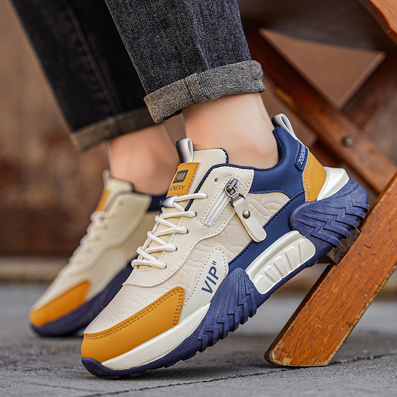 Men's Side-Zip Panelled Sneakers – product view | Hensley London