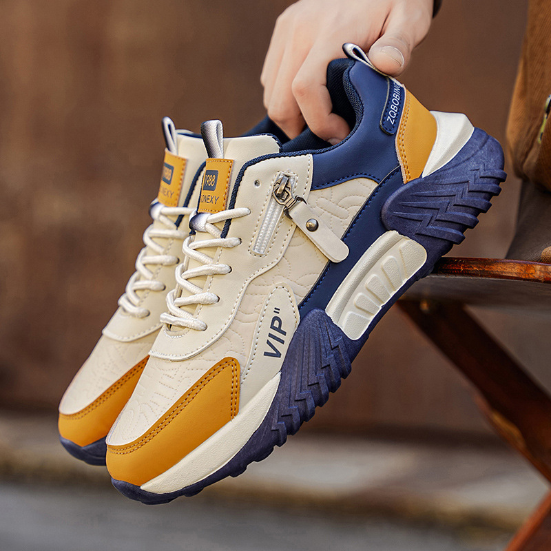 Men's Side-Zip Panelled Sneakers – product view | Hensley London