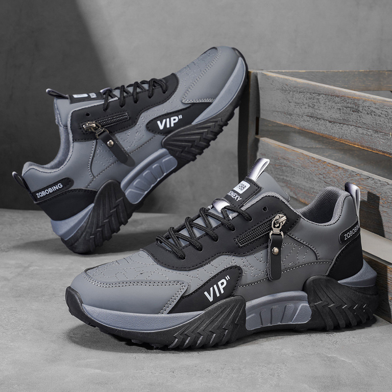 Men's Side-Zip Panelled Sneakers – product view | Hensley London