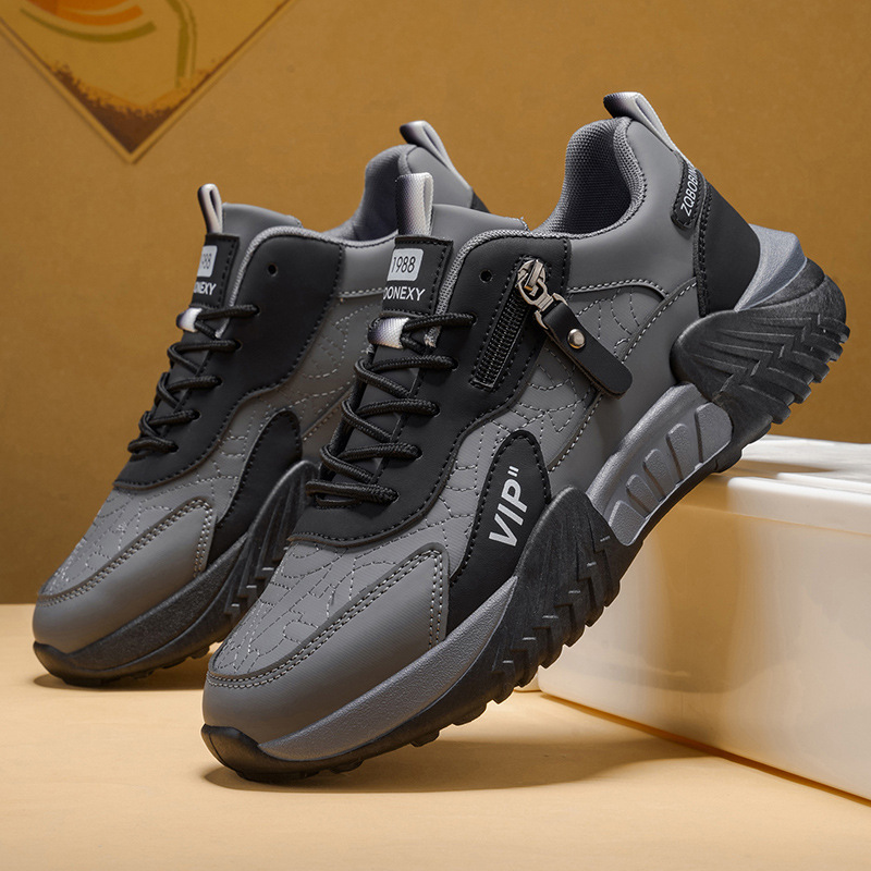 Men's Side-Zip Panelled Sneakers – product view | Hensley London