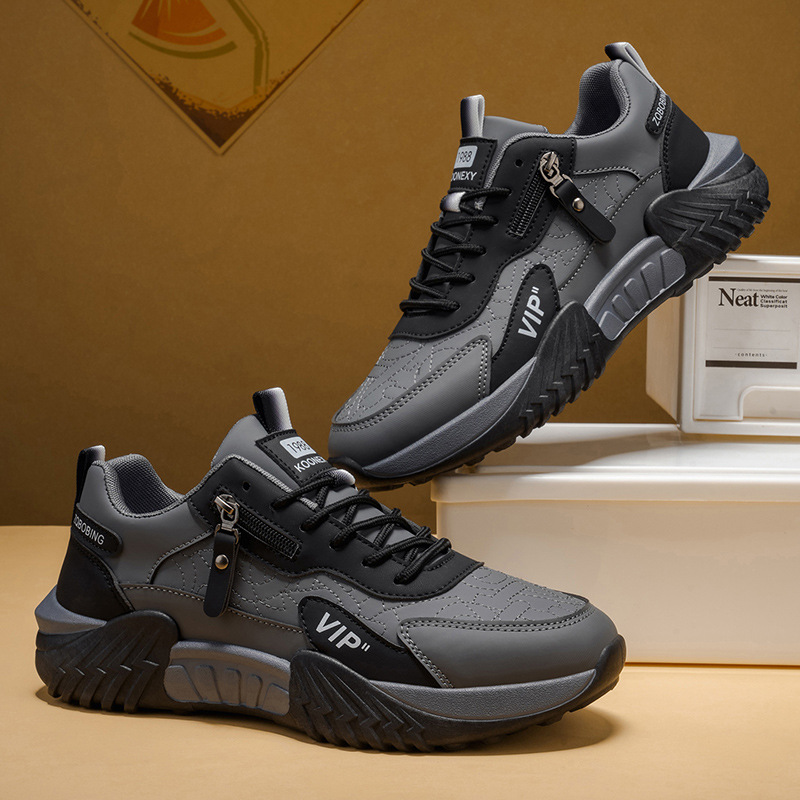 Men's Side-Zip Panelled Sneakers – product view | Hensley London