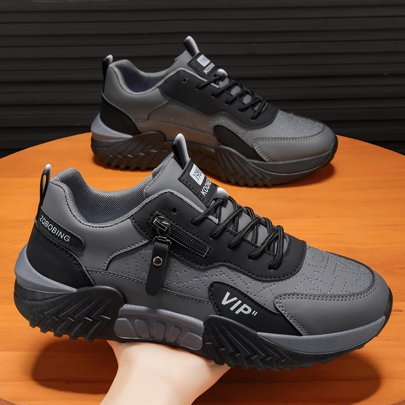 Men's Side-Zip Panelled Sneakers – product view | Hensley London