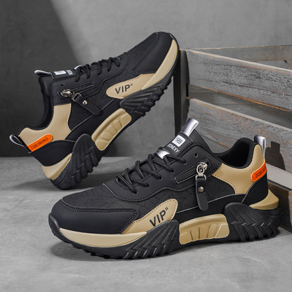 Men's Side-Zip Panelled Sneakers – product view | Hensley London