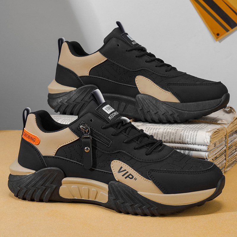 Men's Side-Zip Panelled Sneakers – product view | Hensley London