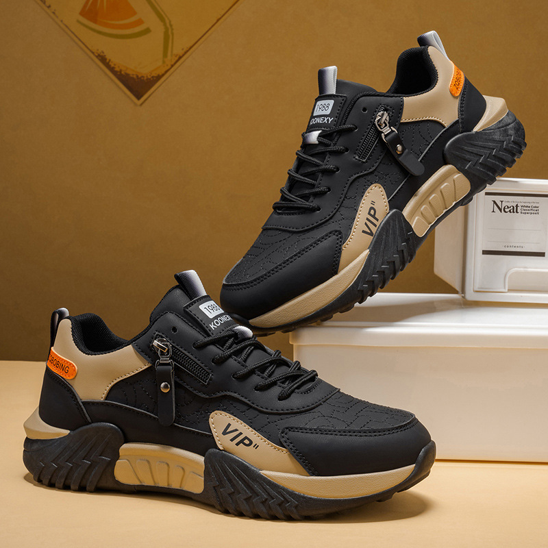 Men's Side-Zip Panelled Sneakers – product view | Hensley London