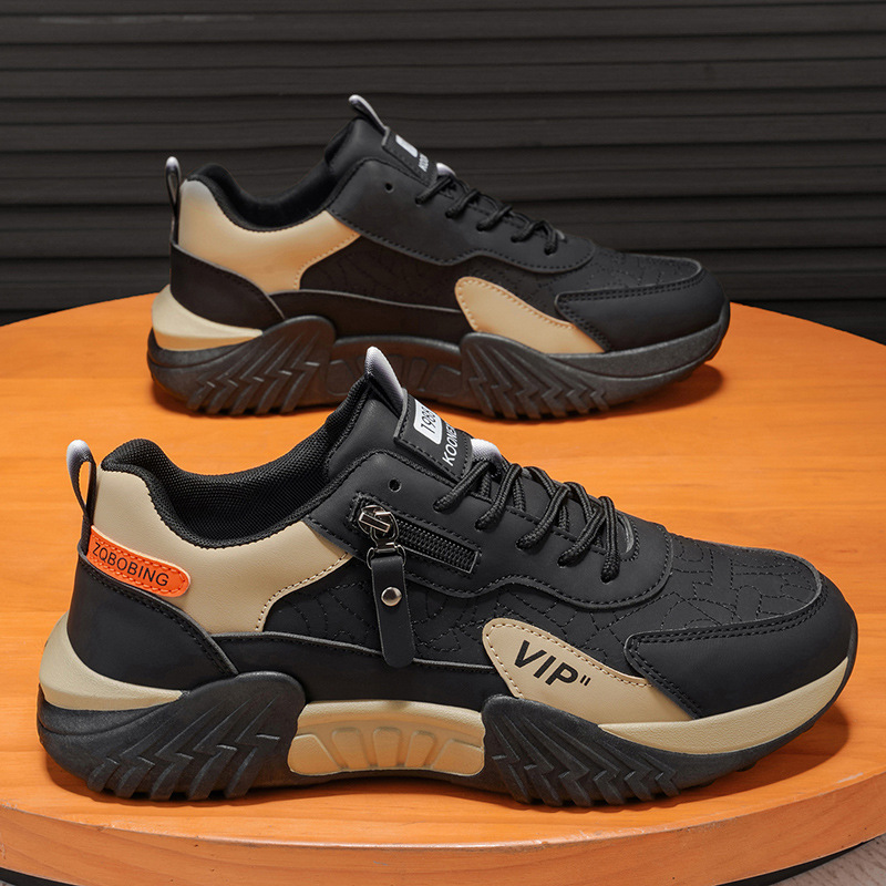 Men's Side-Zip Panelled Sneakers – product view | Hensley London