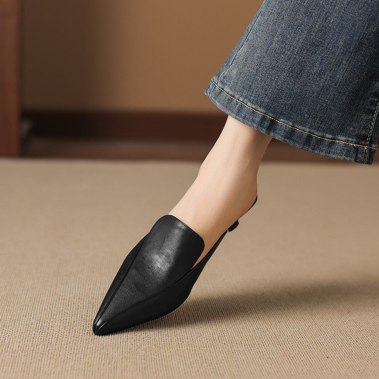 Women's Sculpted Pointed-Toe Kitten-Heel Mules – product view | Hensley London