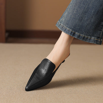 Women's Sculpted Pointed-Toe Kitten-Heel Mules – product view | Hensley London
