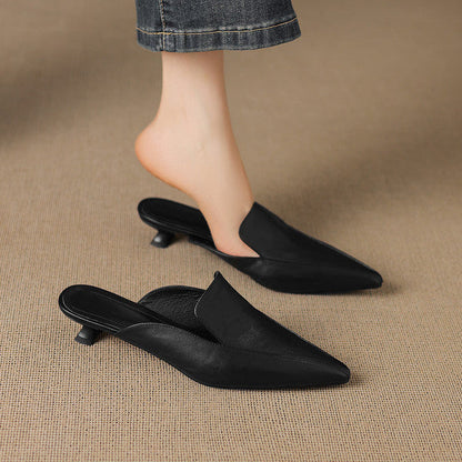 Women's Sculpted Pointed-Toe Kitten-Heel Mules – product view | Hensley London