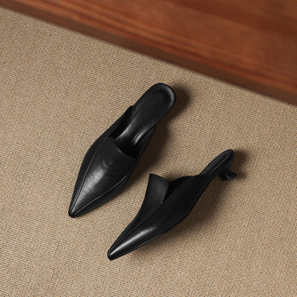 Women's Sculpted Pointed-Toe Kitten-Heel Mules – product view | Hensley London