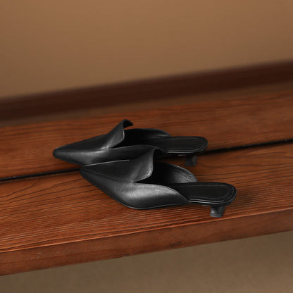Women's Sculpted Pointed-Toe Kitten-Heel Mules – product view | Hensley London