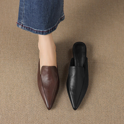 Women's Sculpted Pointed-Toe Kitten-Heel Mules – product view | Hensley London