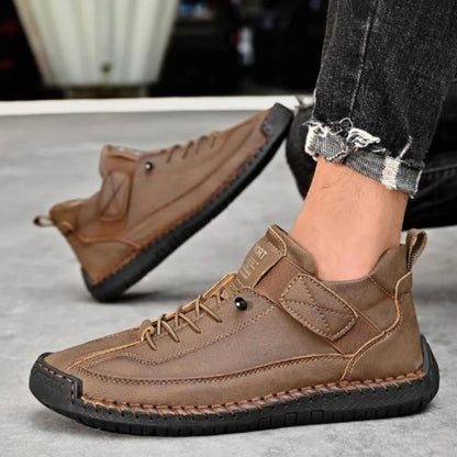 Men's Lace-Up Textured-Sole Sneakers – product view | Hensley London