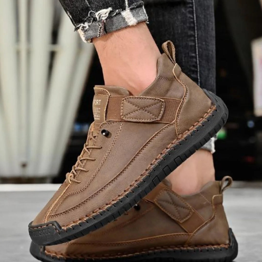 Men's Lace-Up Textured-Sole Sneakers – product view | Hensley London