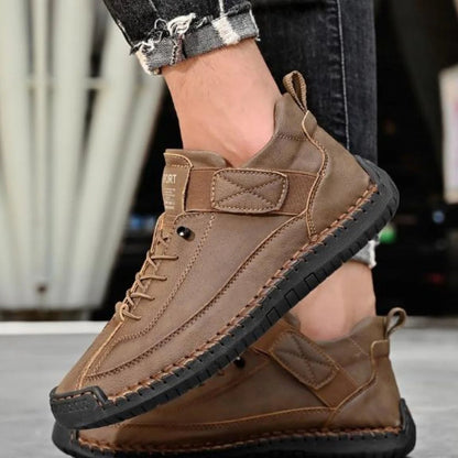 Men's Lace-Up Textured-Sole Sneakers – product view | Hensley London