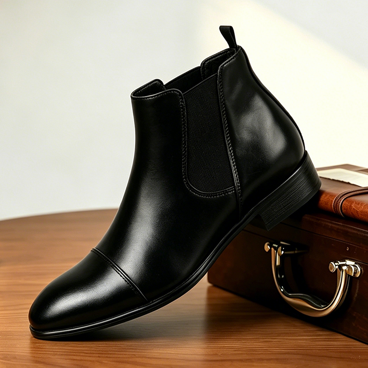 Men's Leather Chelsea Boots – Elastic Side Panels – Additional product view | Hensley London