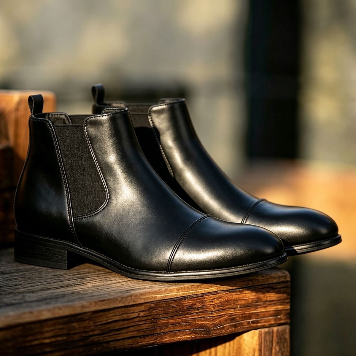 Men's Leather Chelsea Boots – Elastic Side Panels – Additional product view | Hensley London