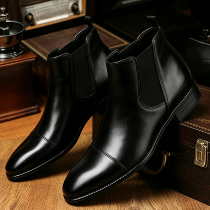 Men's Leather Chelsea Boots – Elastic Side Panels – Additional product view | Hensley London