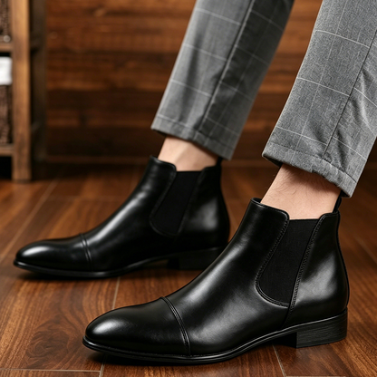 Men's Leather Chelsea Boots – Elastic Side Panels – Additional product view | Hensley London