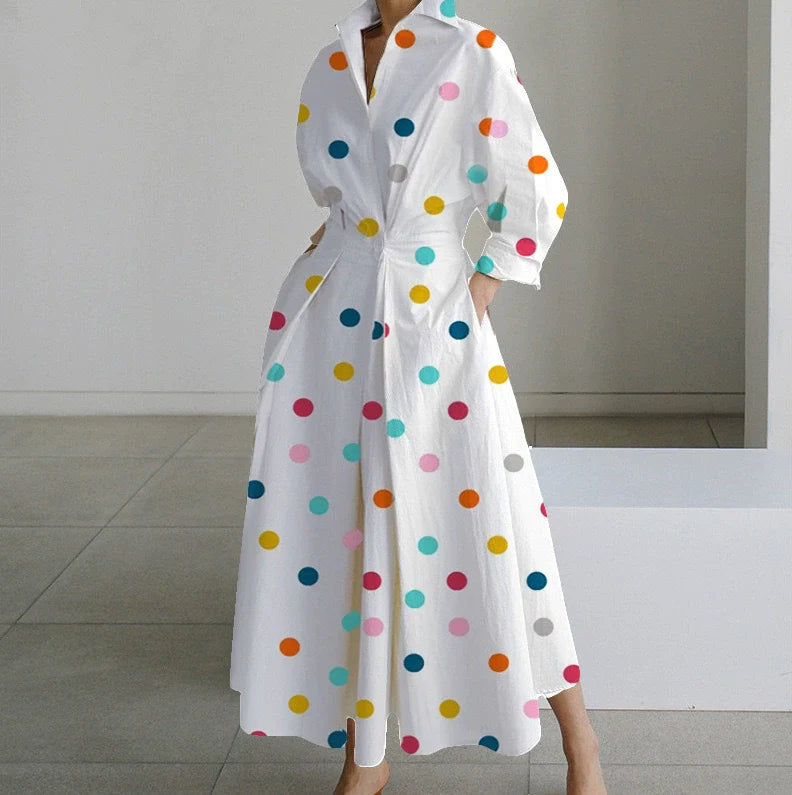 Variant image for Women's Shirt Dress White Size M Cotton Blend Polka Dot-15