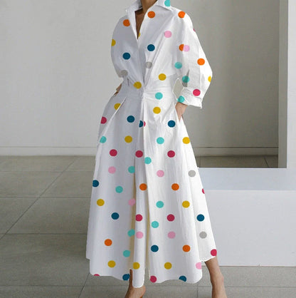 Variant image for Women's Shirt Dress White Size M Cotton Blend Polka Dot-15