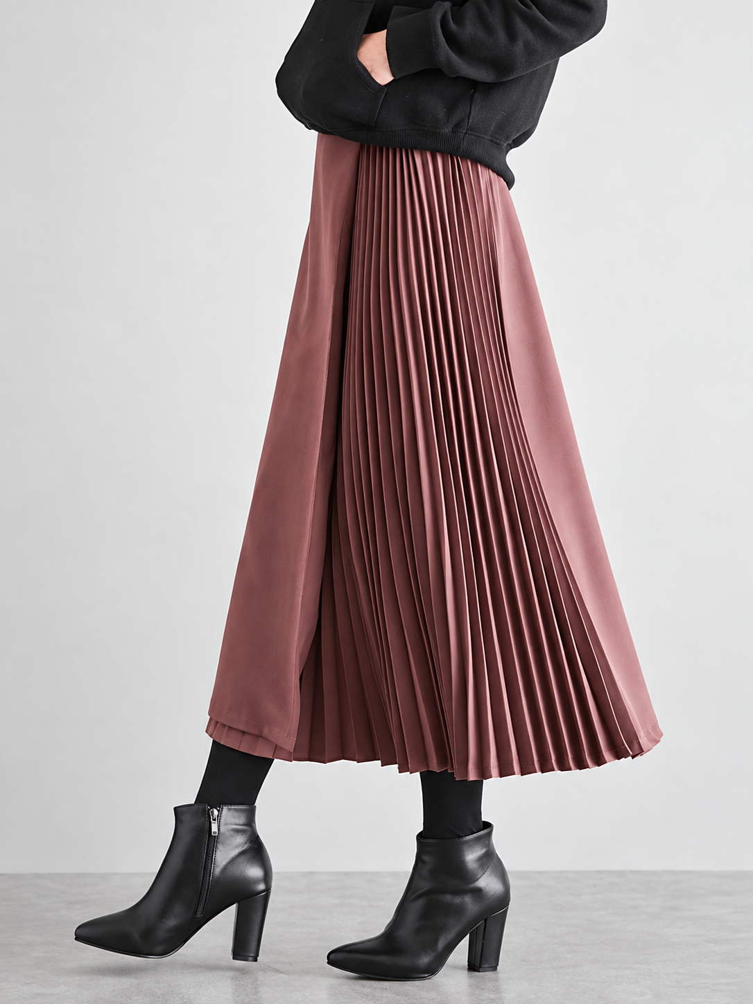 Women's Pleated A-Line Midi Skirt - primary product view | Hensley London